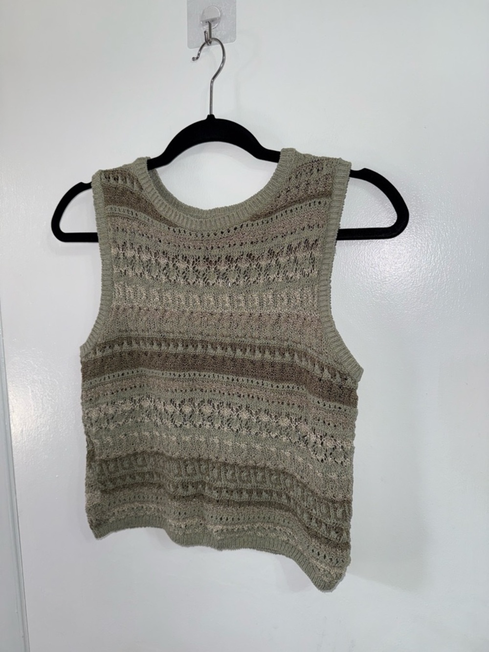 Zara Green & Beige Pattern Knitted Top Size Small - Picture 4 of 6